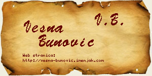 Vesna Bunović vizit kartica